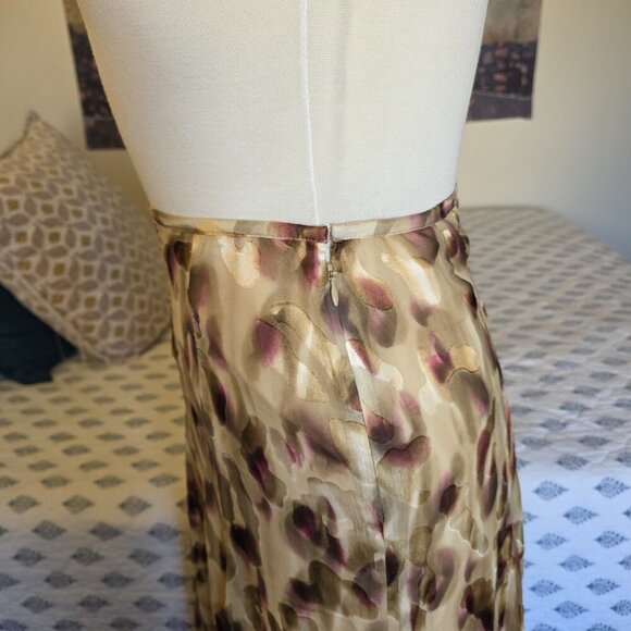 Jones New York Collection Silk Blend Midi Skirt Size 14 Brown Pink Abstract - Picture 8 of 13